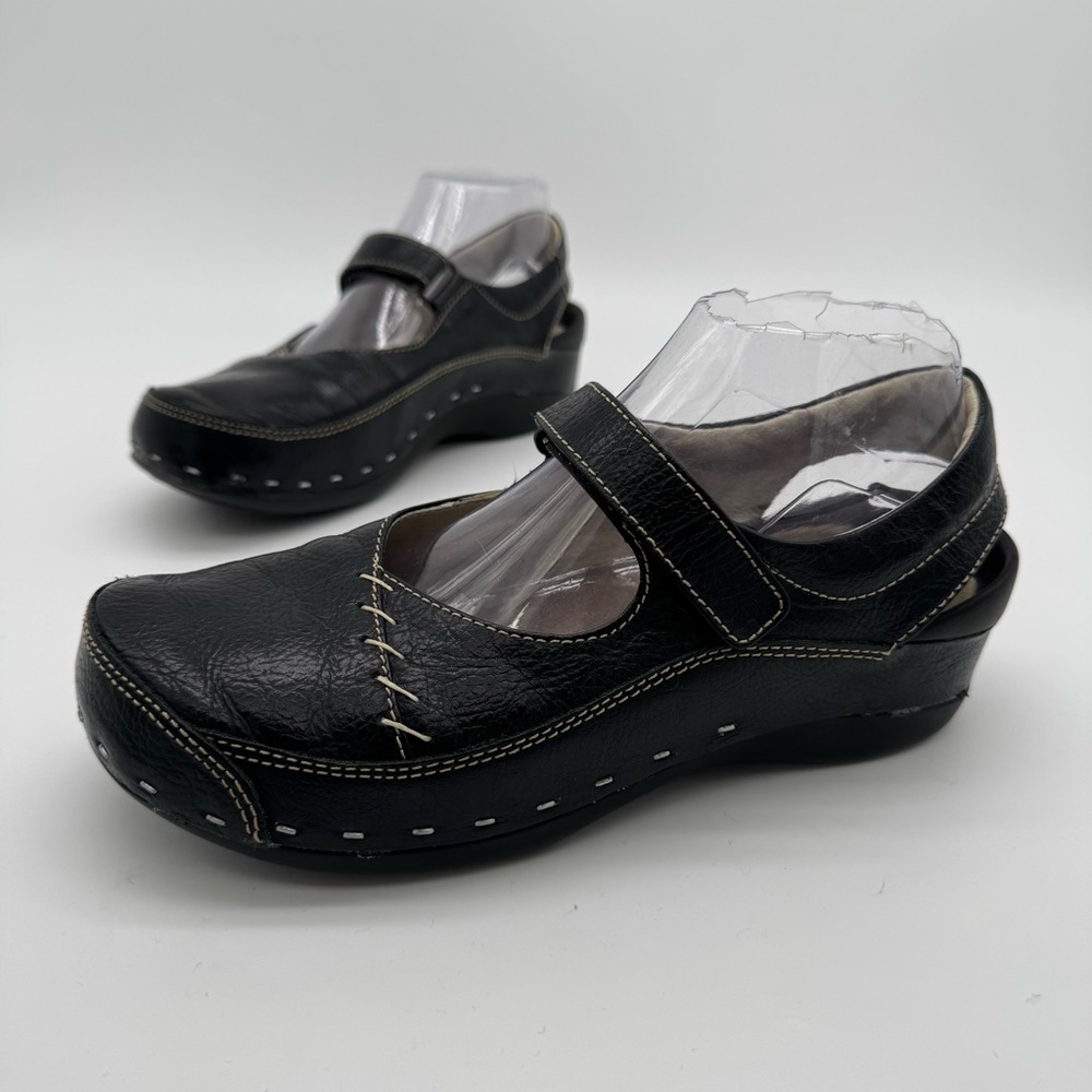 Wolky Strap Cloggy Black Leather Mary Jane Size 40/9